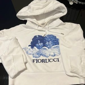 fioricci crop white and blue angel sweat shirt